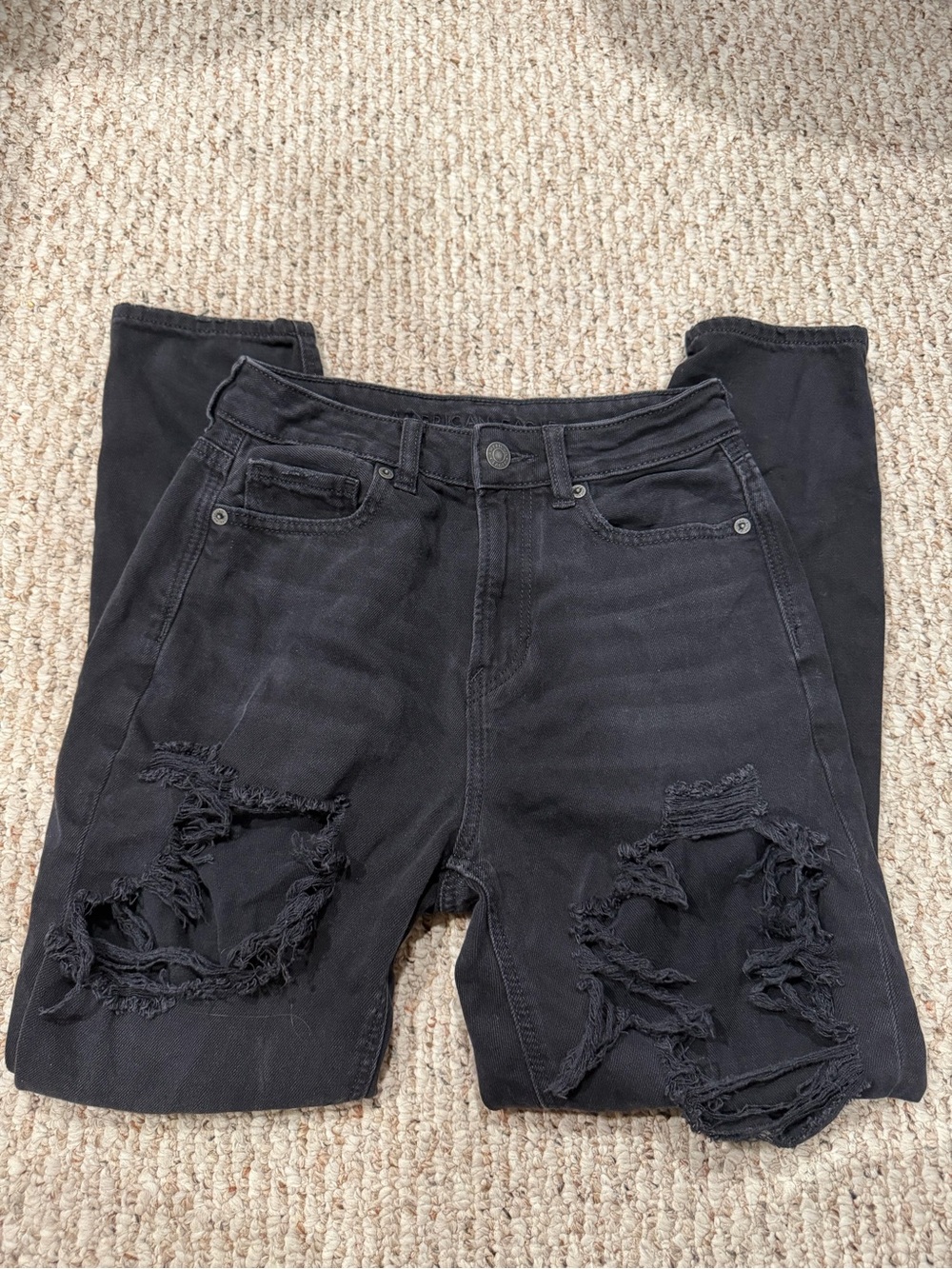 American eagle dark grey denim mom jeans